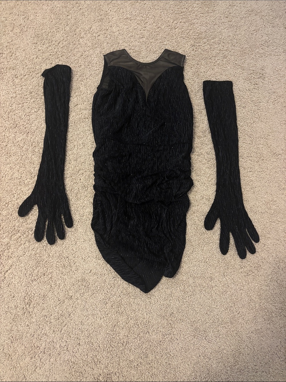 Weissman Black Velvet Dance Costume with Gloves